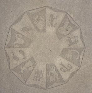 Wasserzeichen mit Schriftzug „Fabriano“ in handgeschöpftem Papier sichtbar.